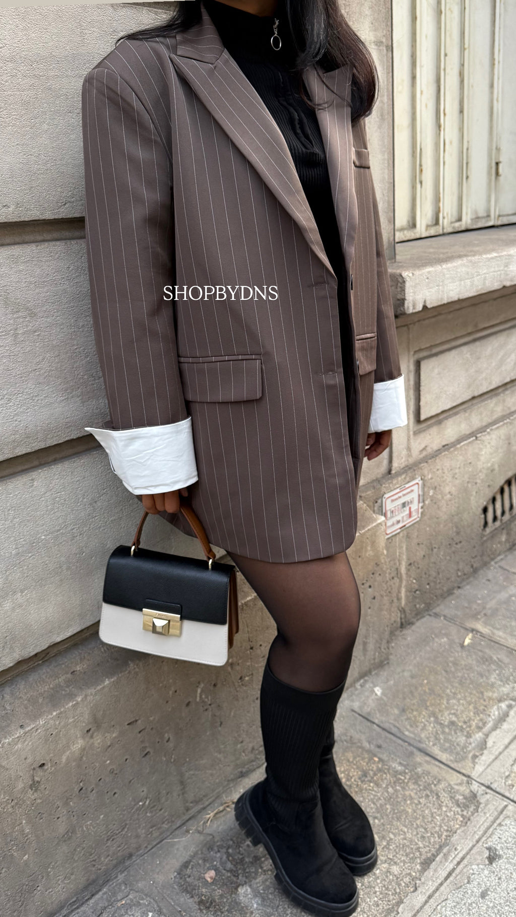 Blazer à rayure marron chocolat