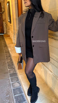 Blazer à rayure marron chocolat