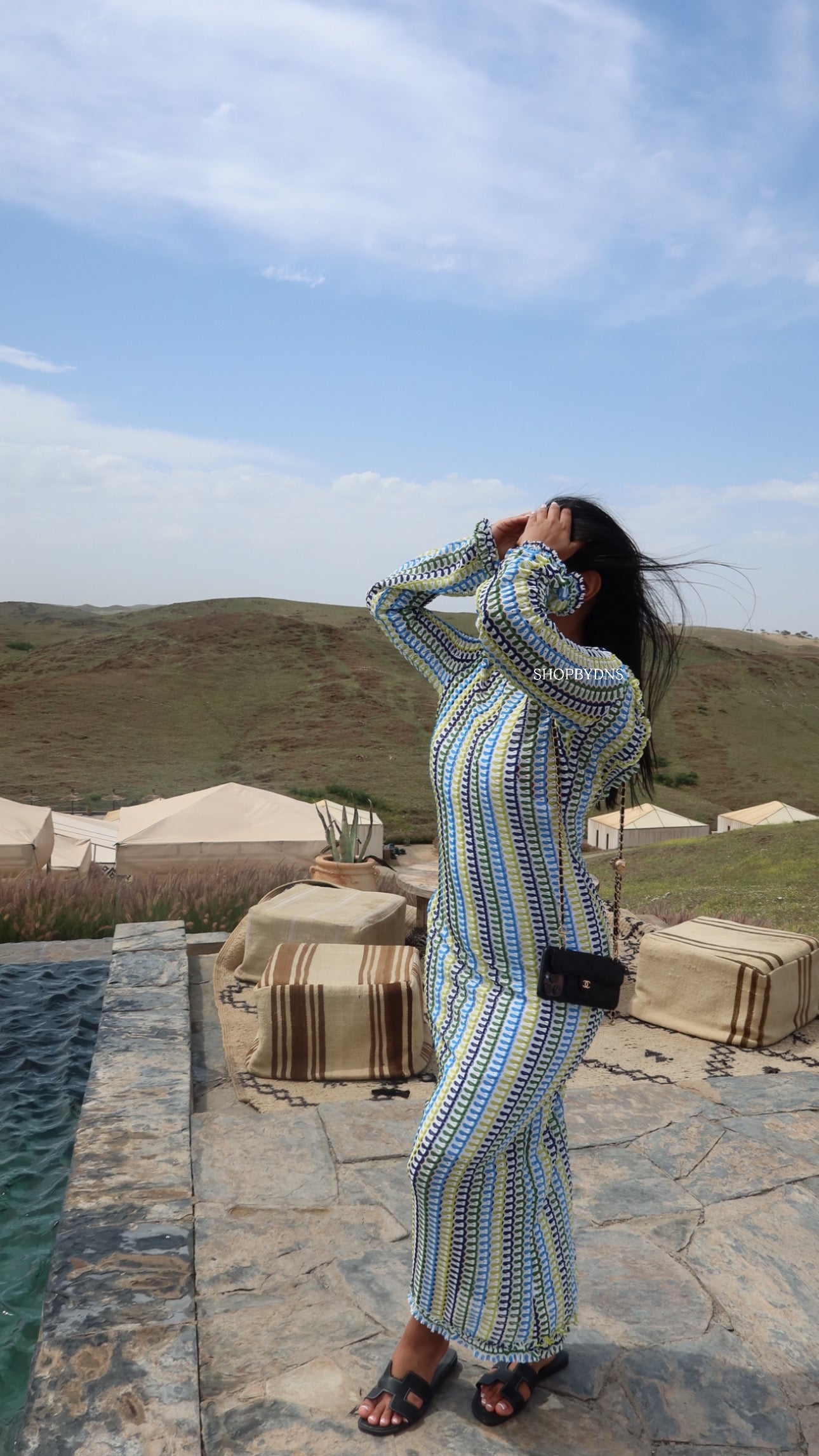 Robe maya dos nu bleu