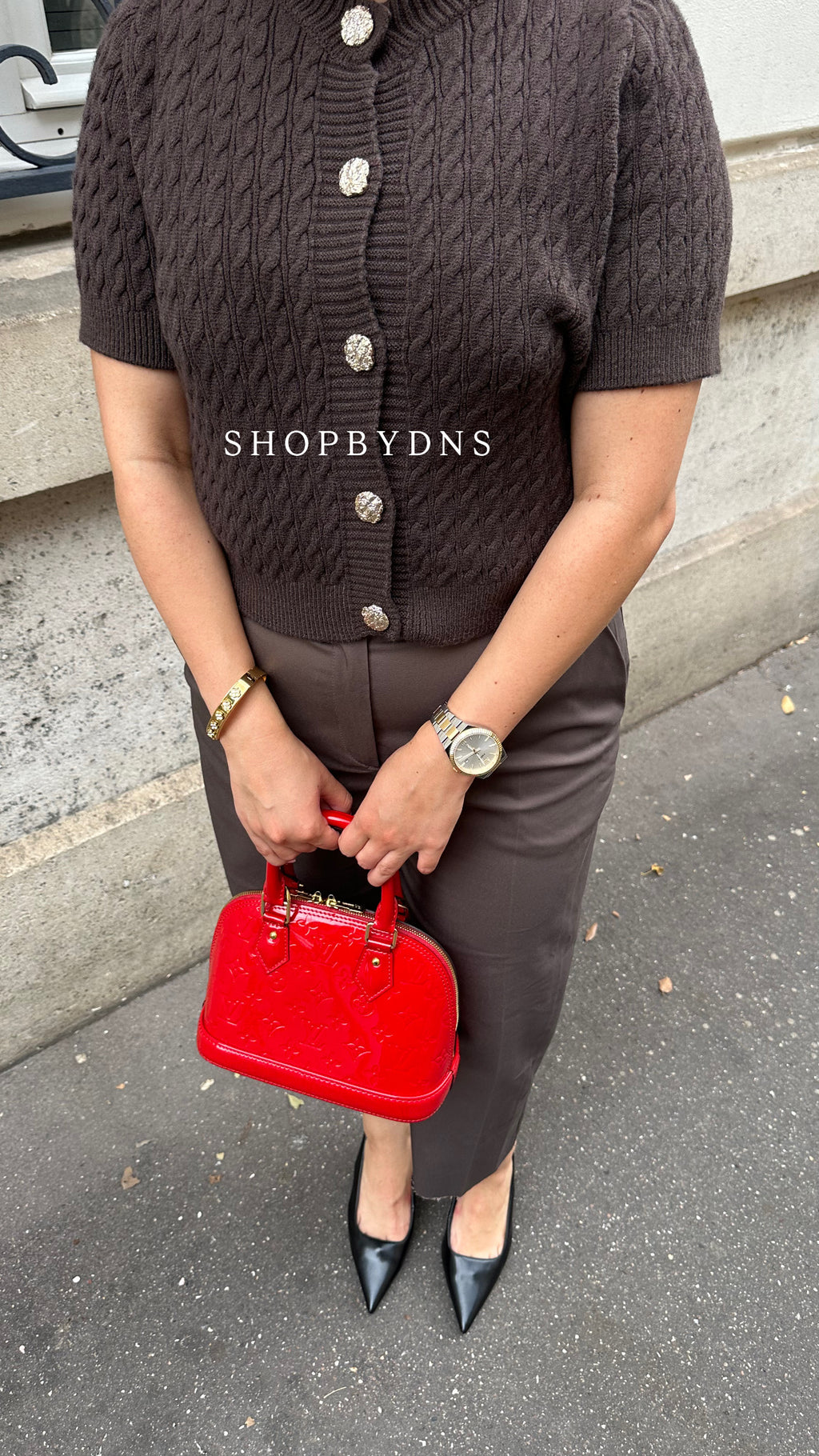 Top marron en coton
