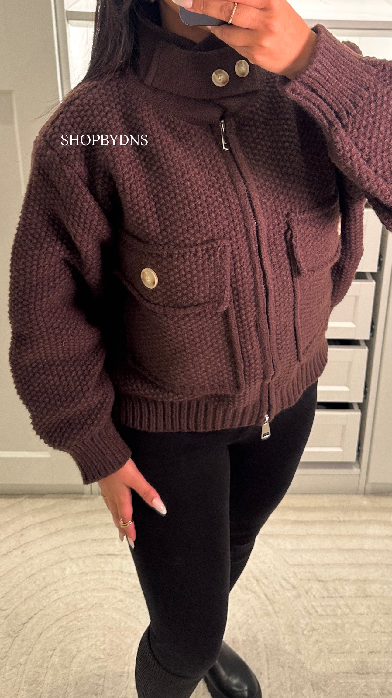 Veste en maille à col rabat