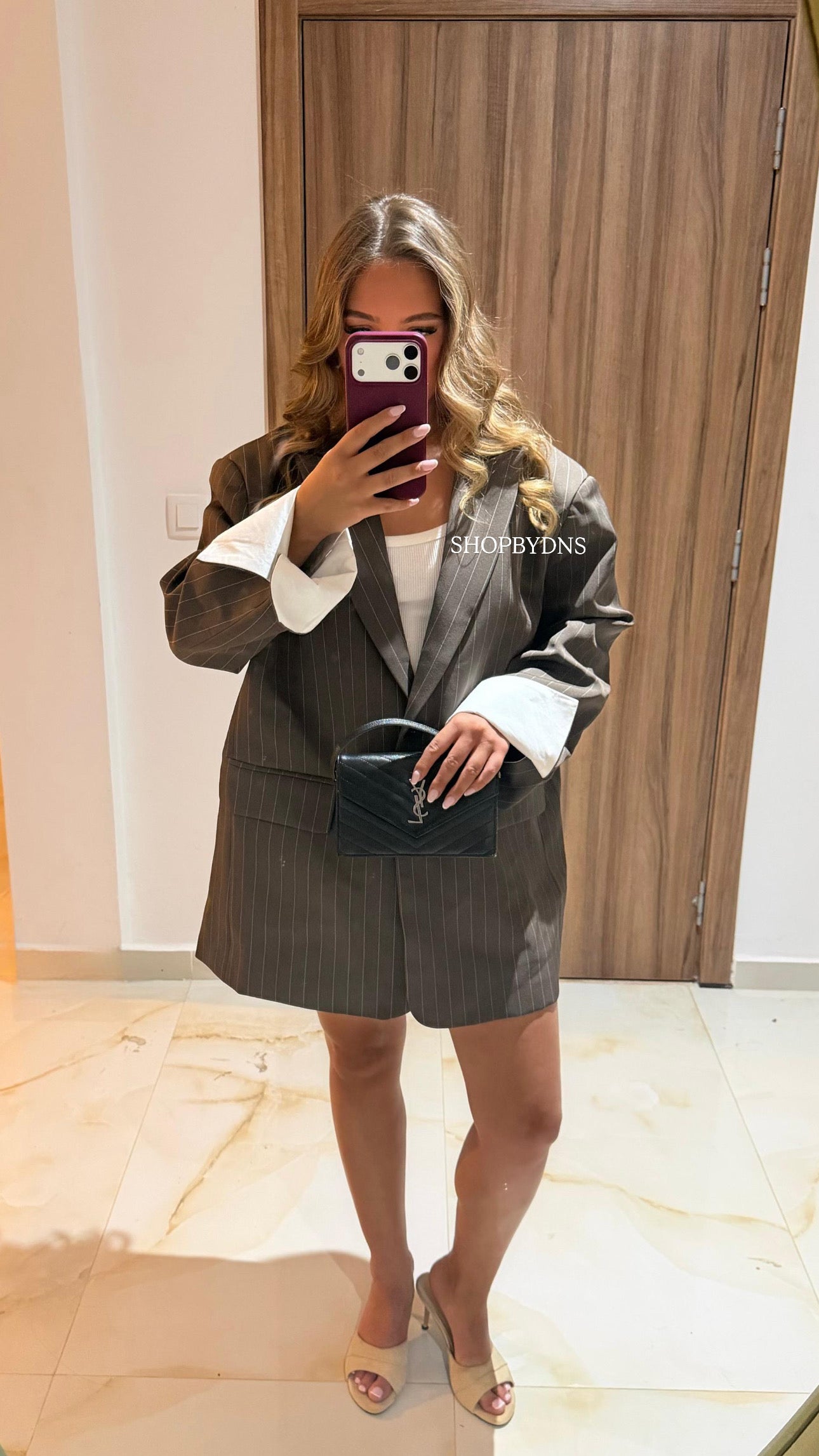 Blazer à rayure marron chocolat