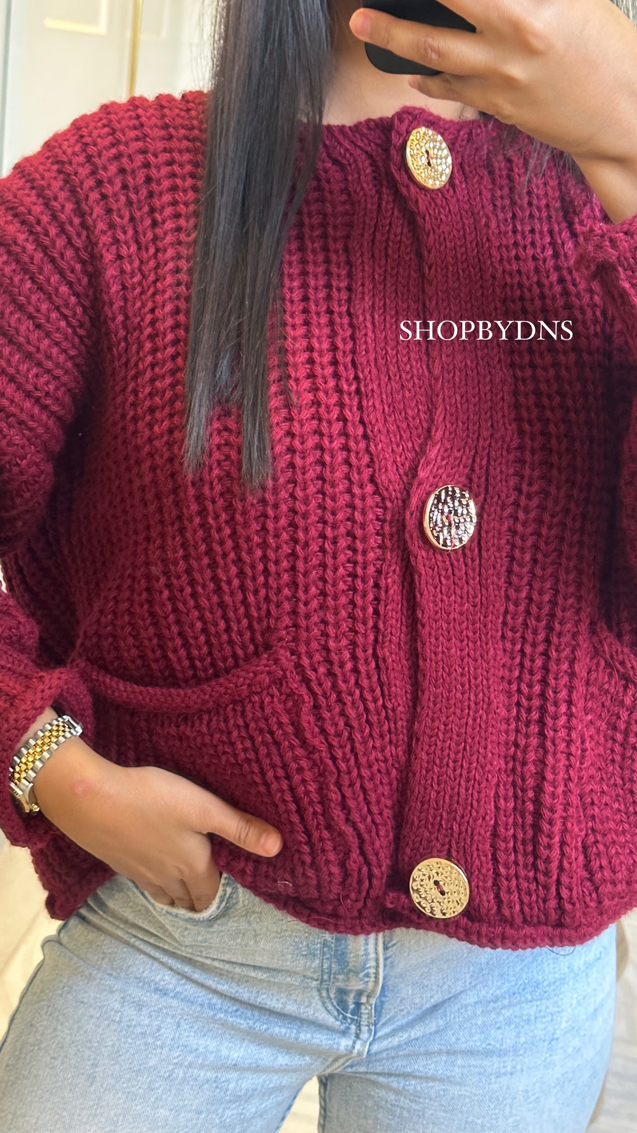 Gilet en maille bordeaux