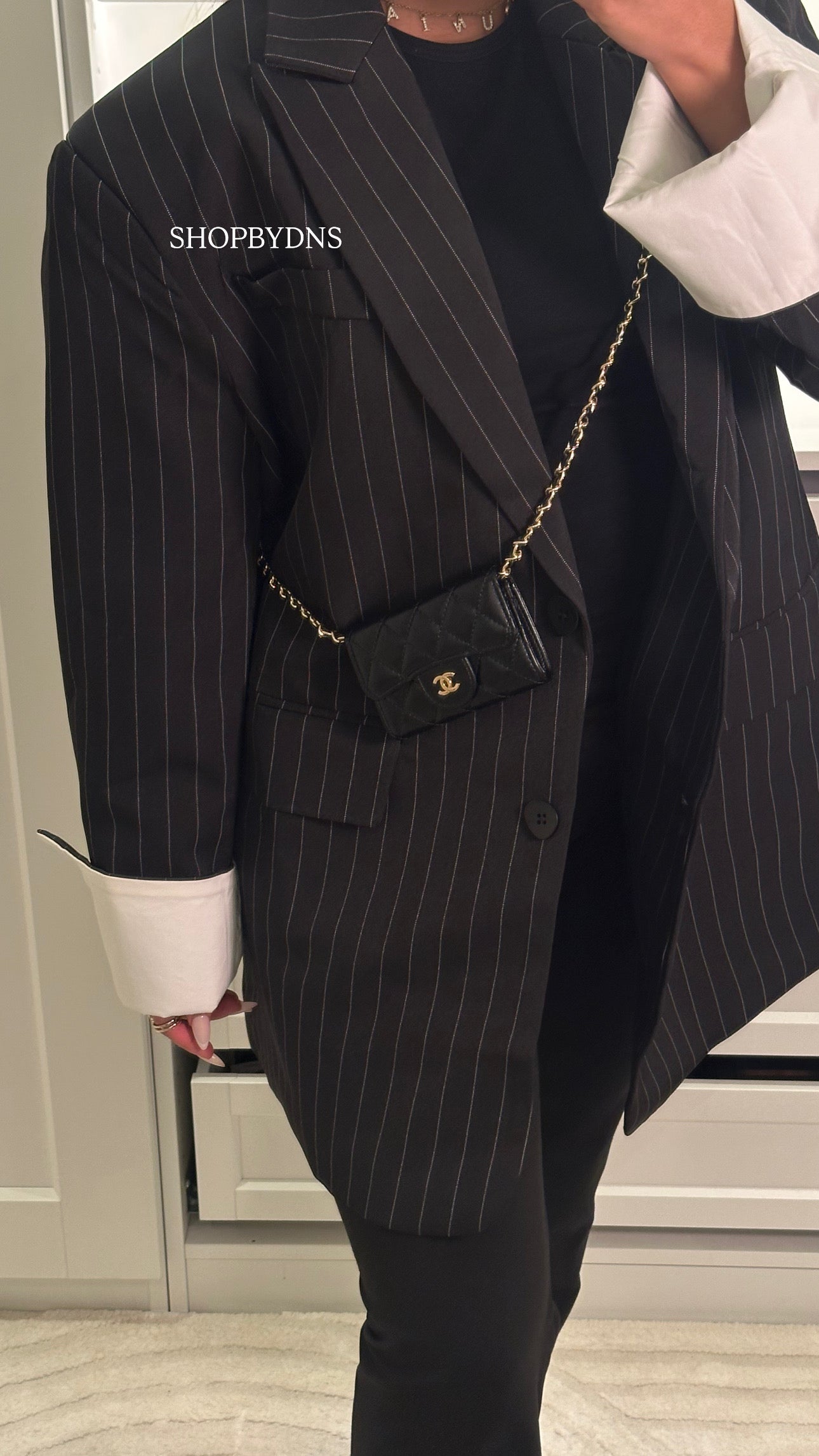 Blazer à rayures noir oversize