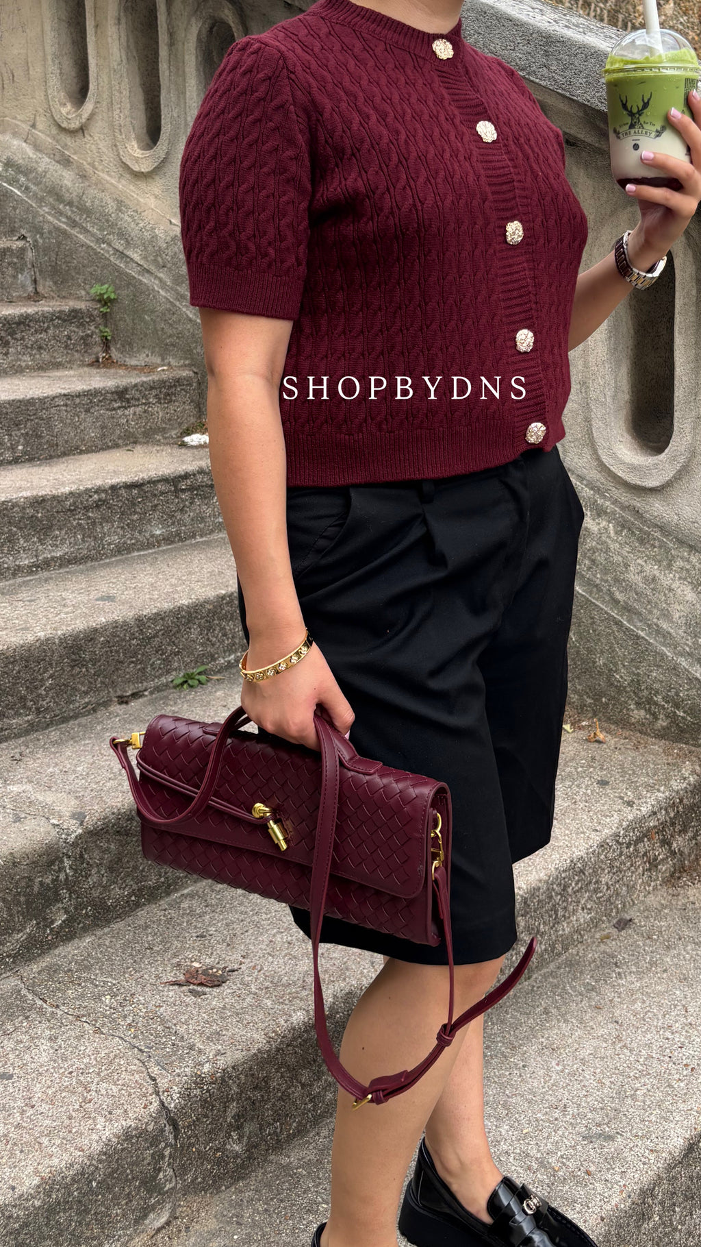 Top bordeaux en coton