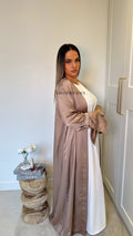 Kimono à strass beige foncé satinée avec ceinture