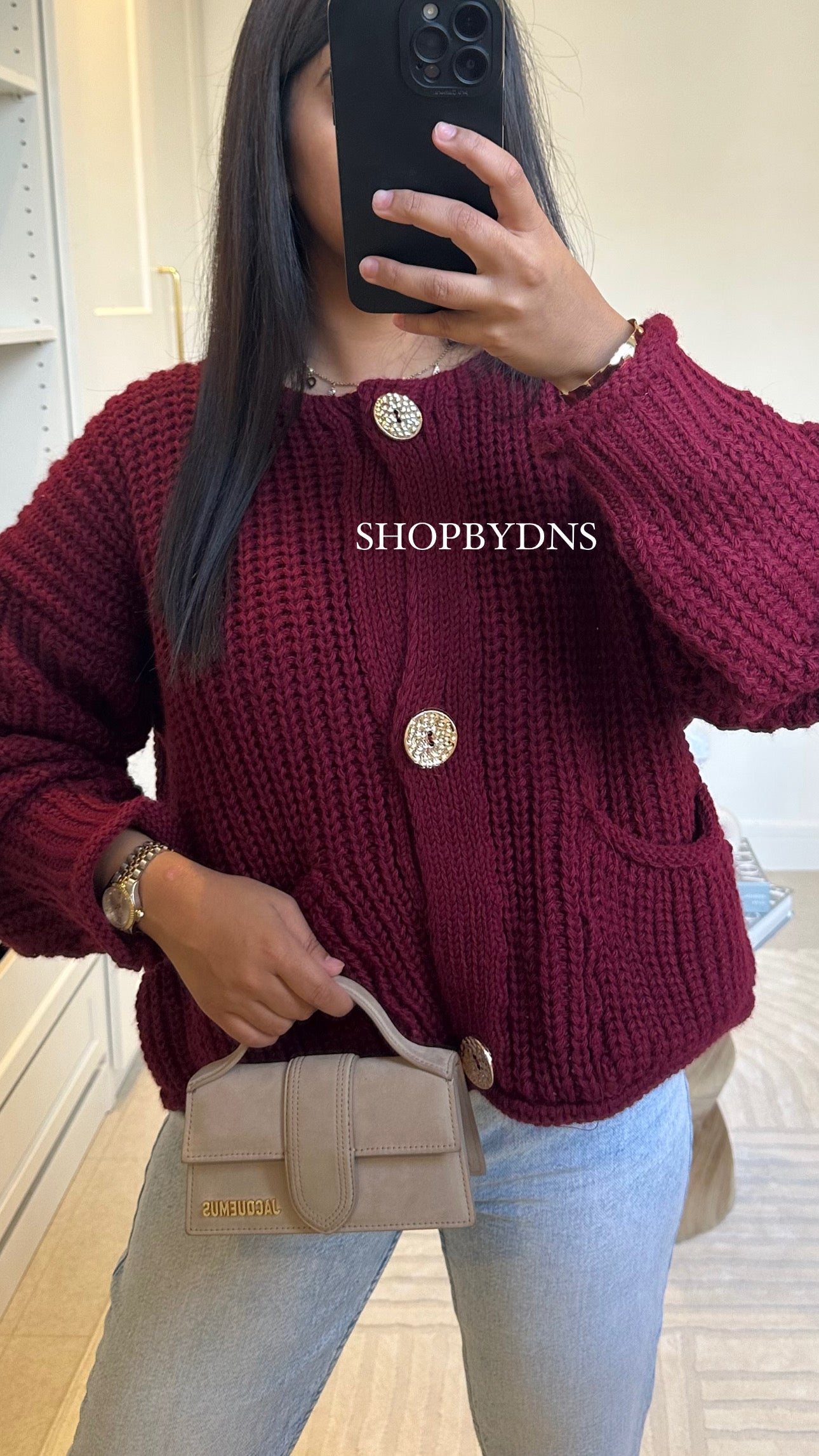 Gilet en maille bordeaux