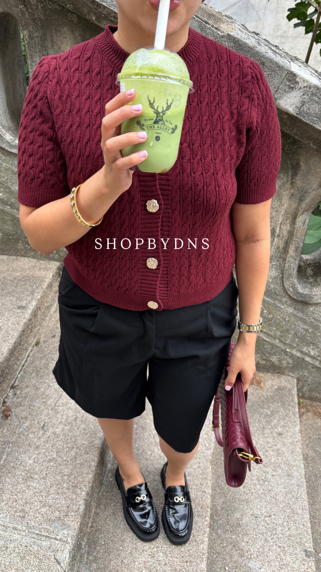 Top bordeaux en coton
