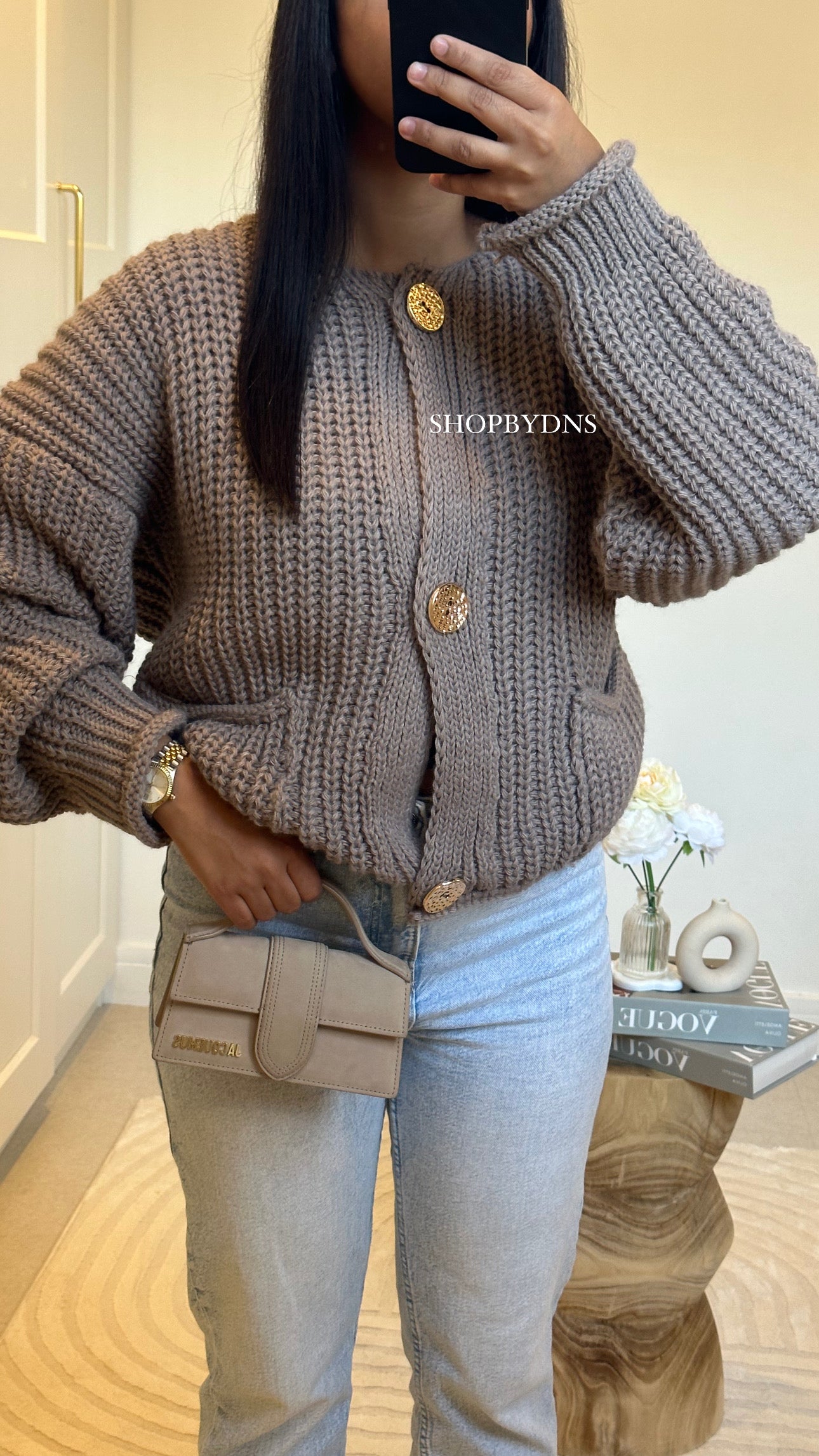 Gilet en maille taupe