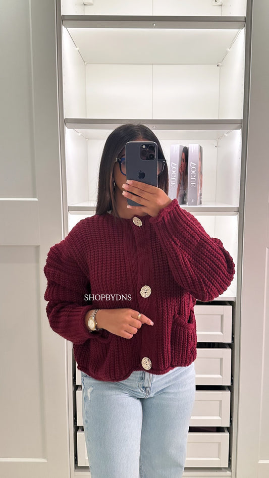 Gilet en maille bordeaux