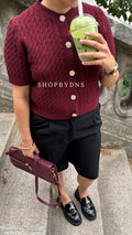 Top bordeaux en coton