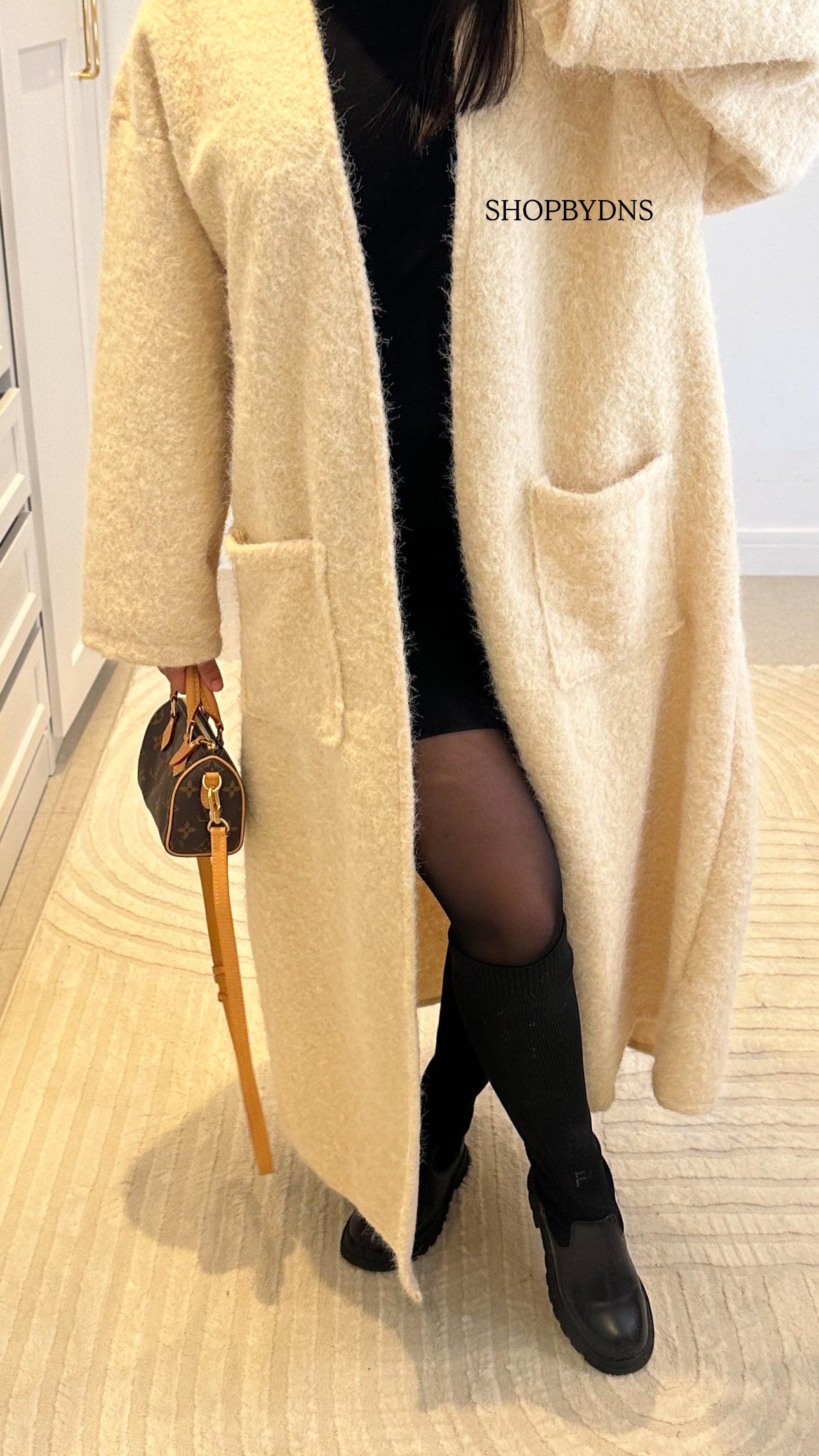 Manteau long beige en coton