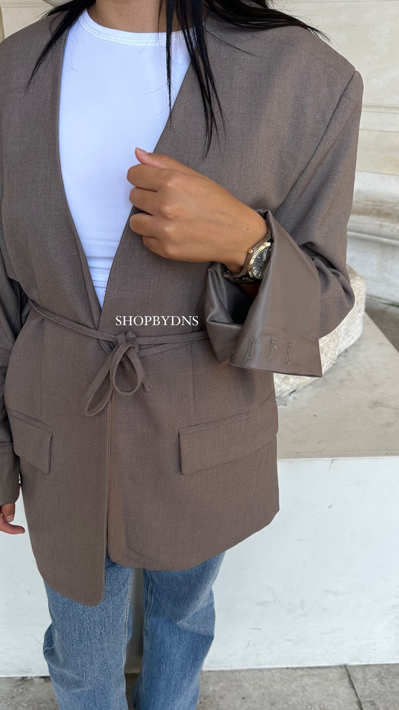 Blazer taupe à noeud