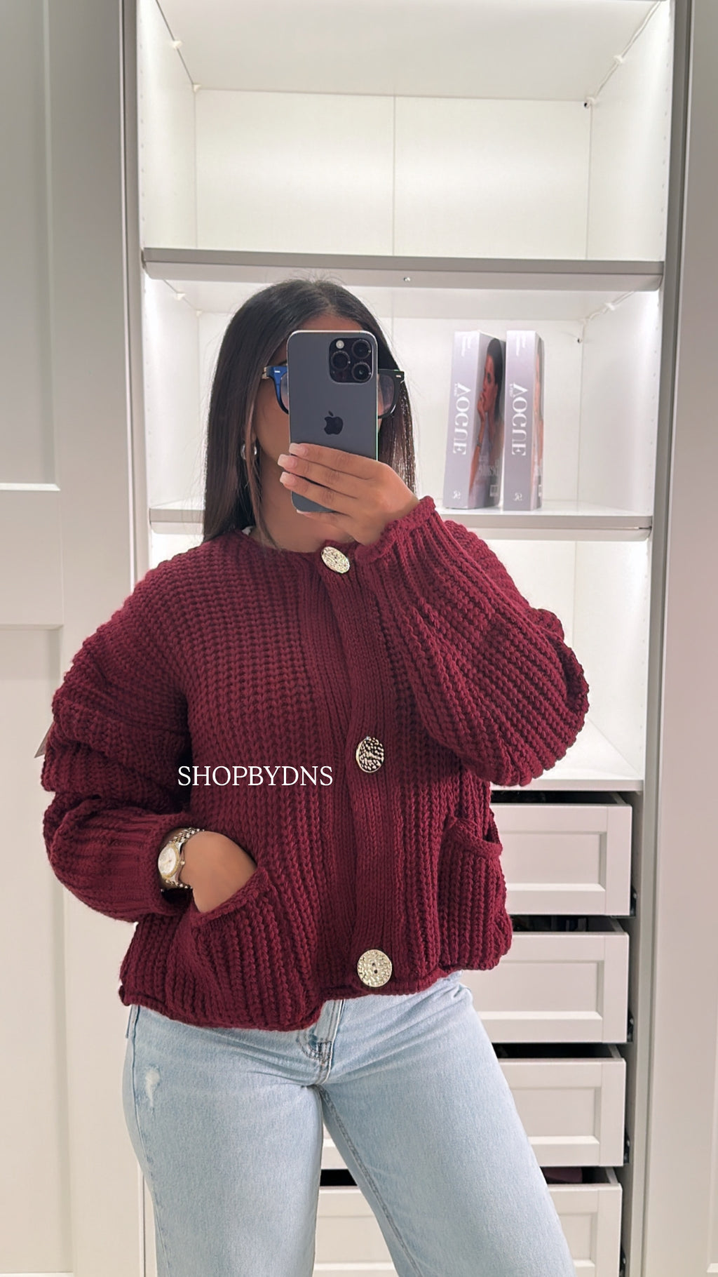 Gilet en maille bordeaux