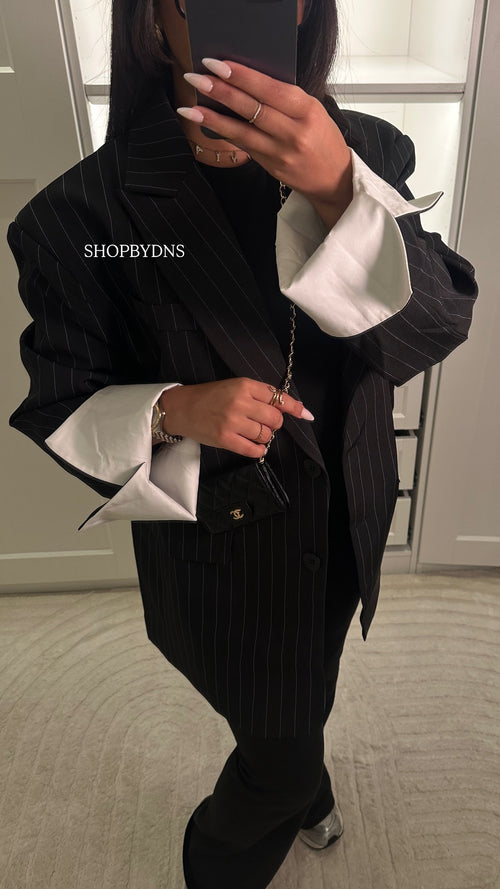 Blazer à rayures noir oversize