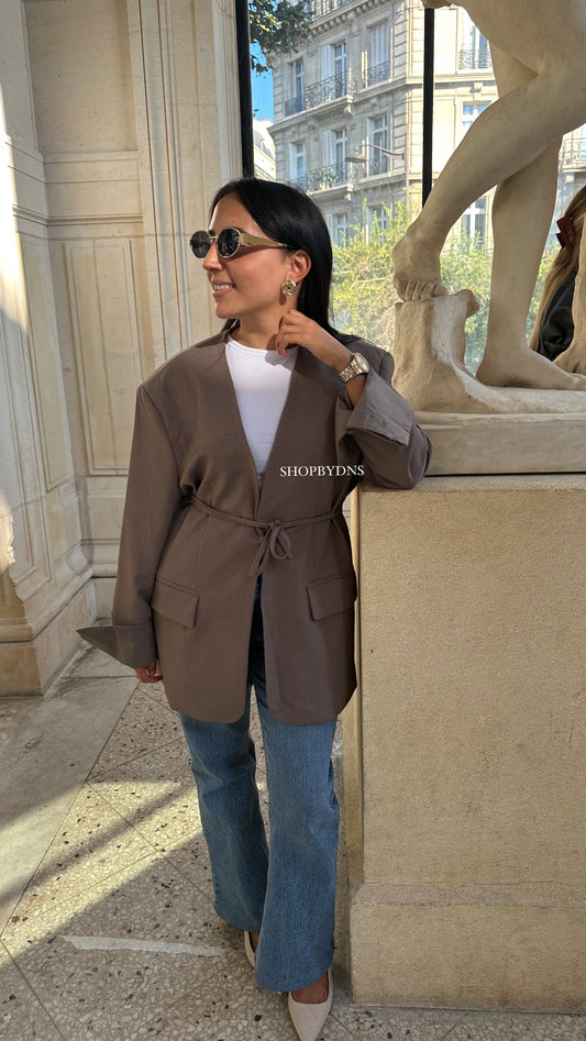 Blazer taupe à noeud