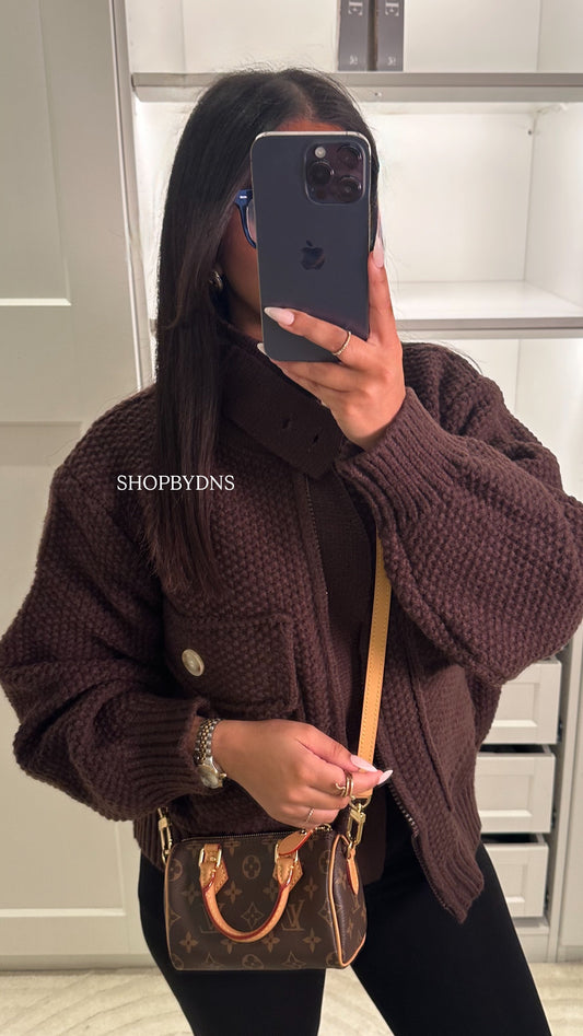 Veste en maille à col rabat