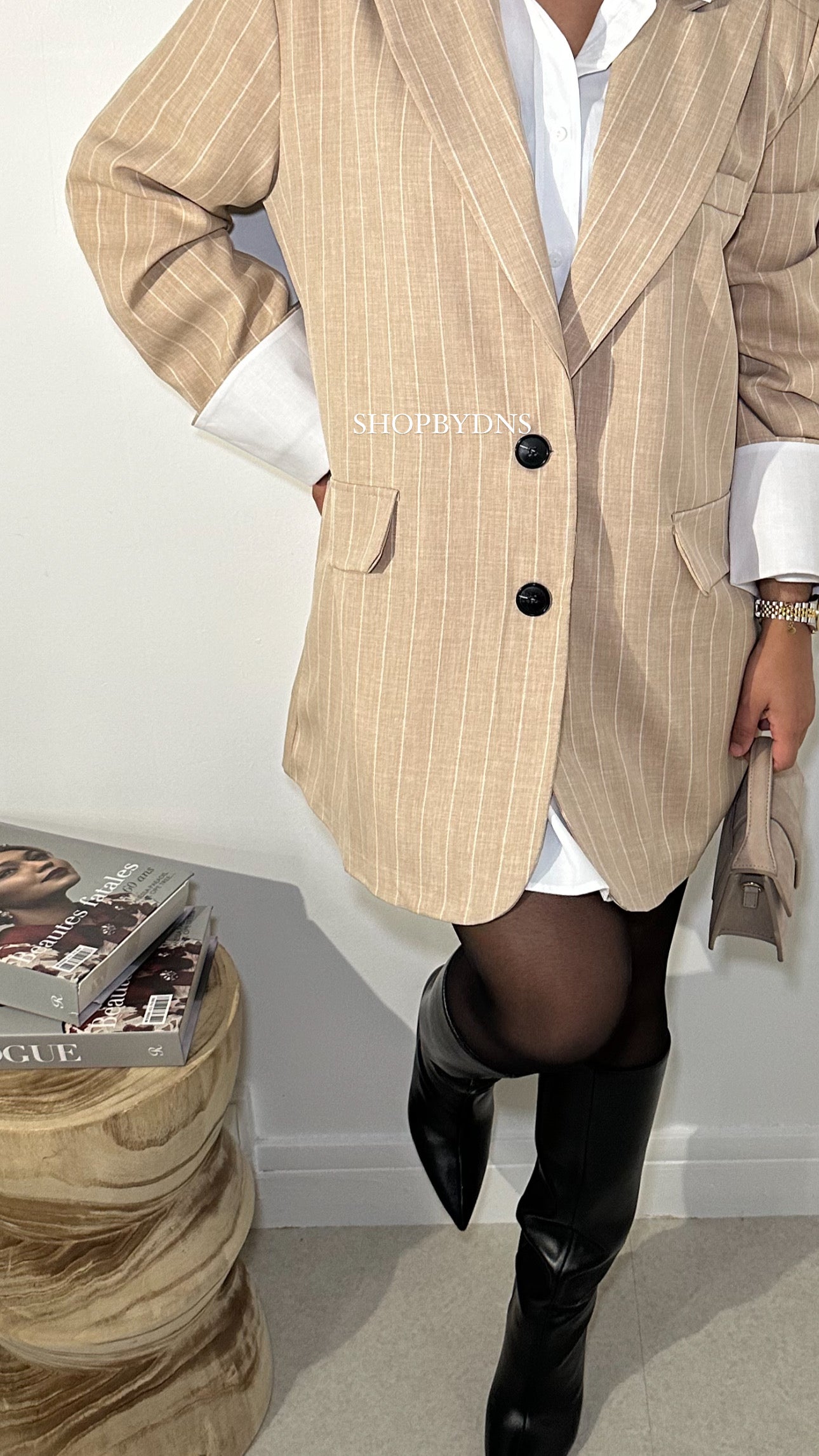 Blazer à rayures beige