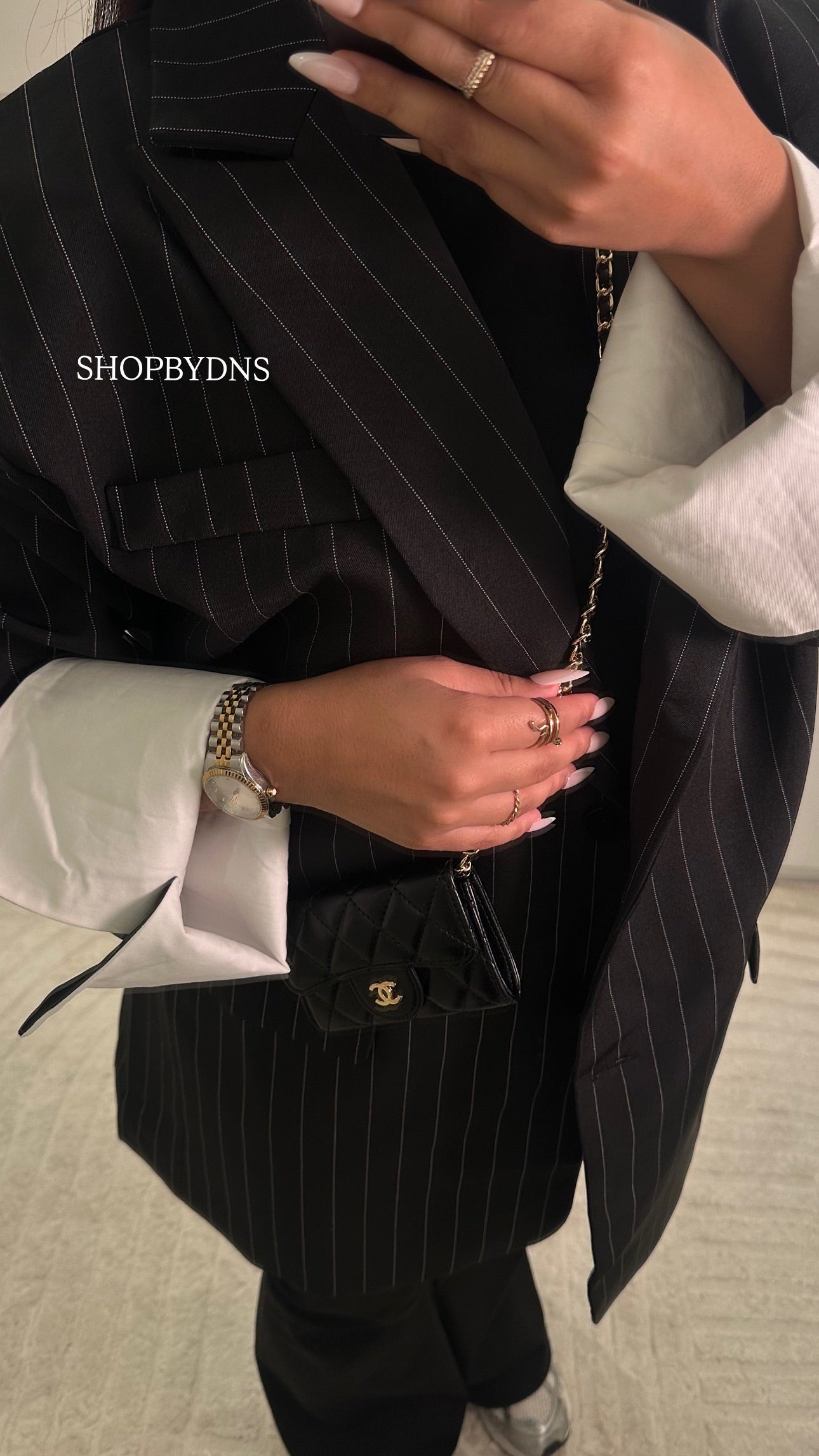 Blazer à rayures noir oversize