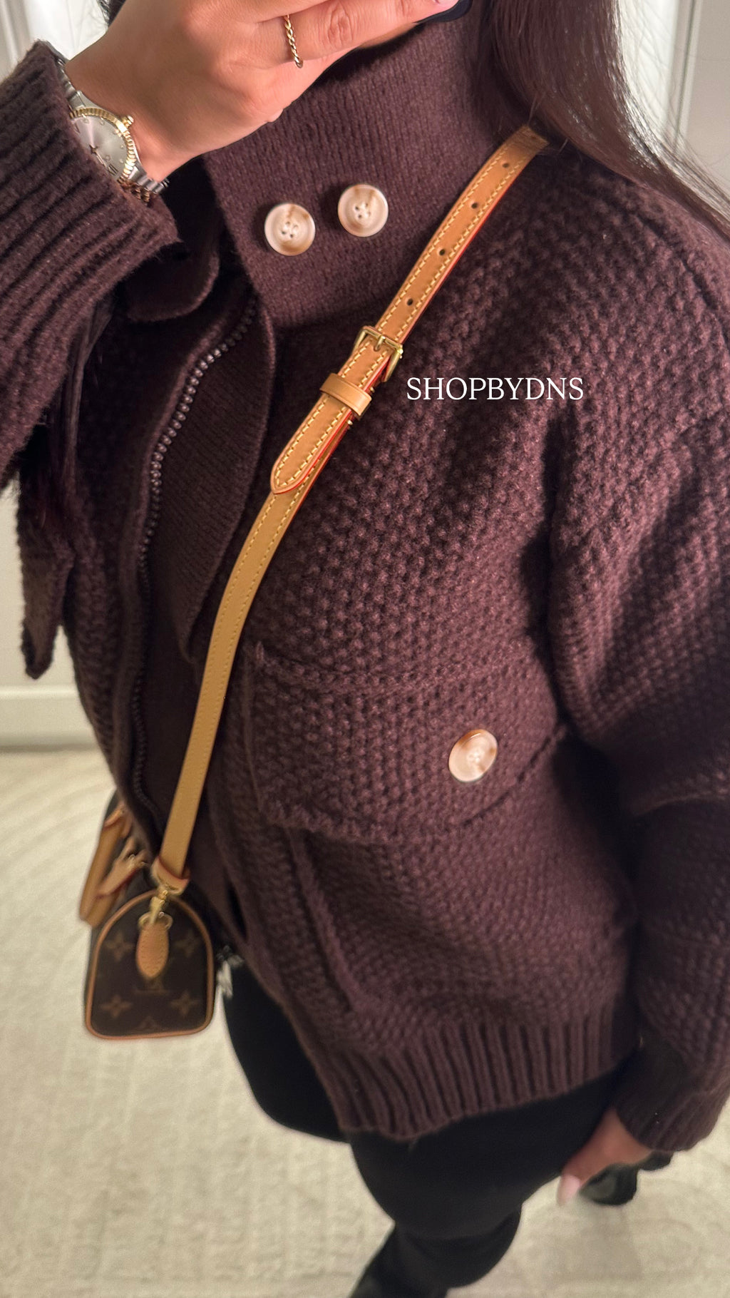 Veste en maille à col rabat