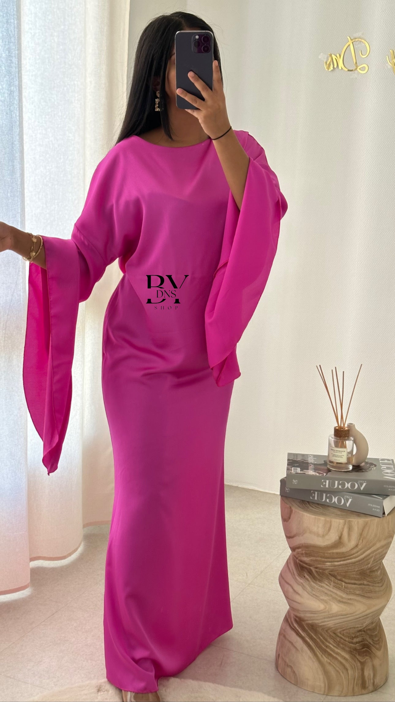 Robe en satin fushia