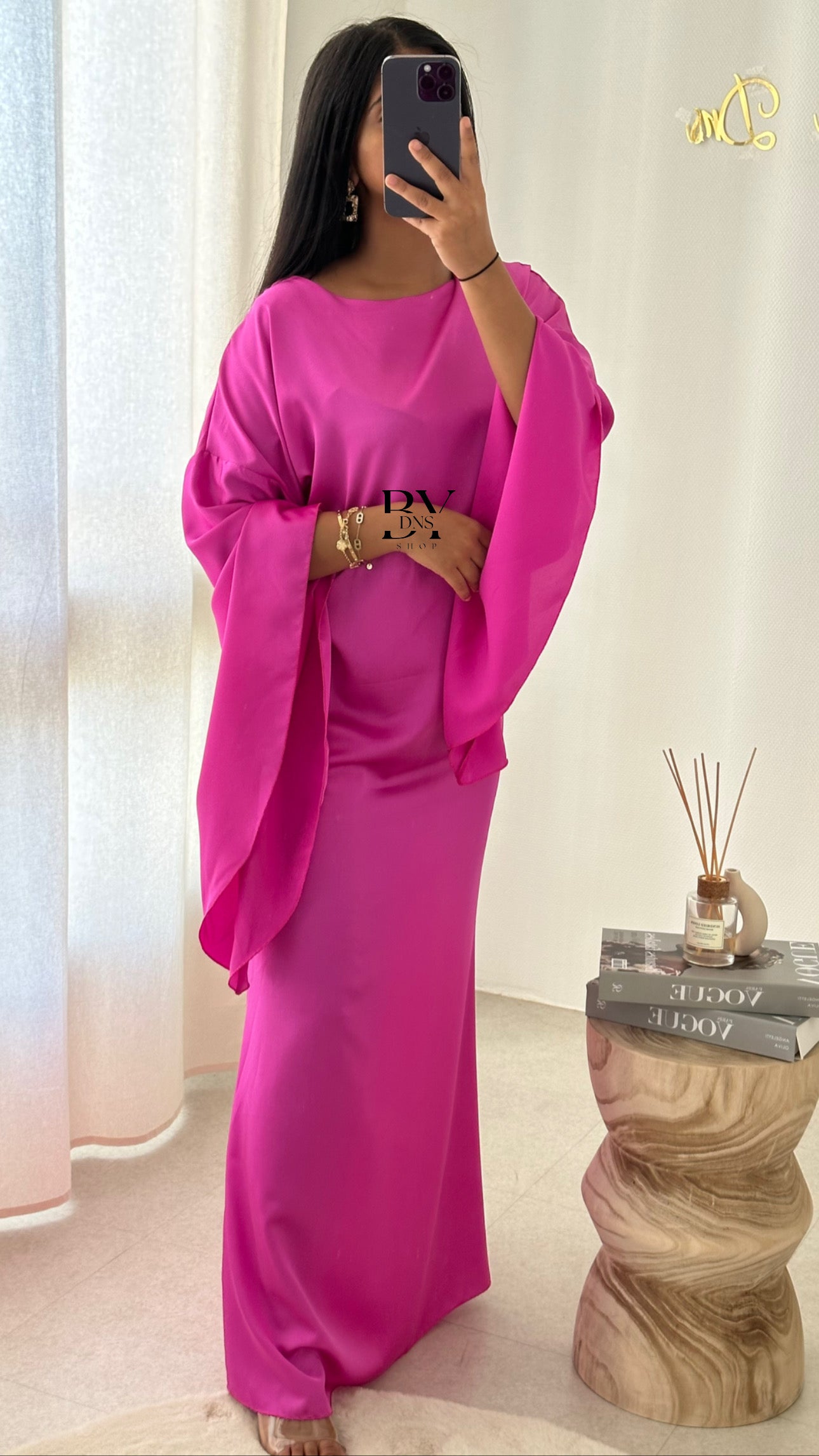 Robe en satin fushia